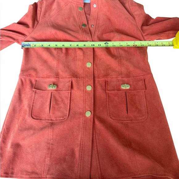 Chico’s Orange Faux Suede Button Down Blazer Jacket Chico Size 0     US Size 4 - Picture 12 of 15